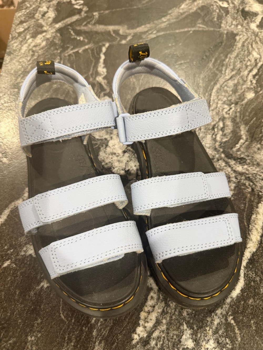 Dr. Martens Women’s pale Blue Triple-Strap Sandals with bouncing soles